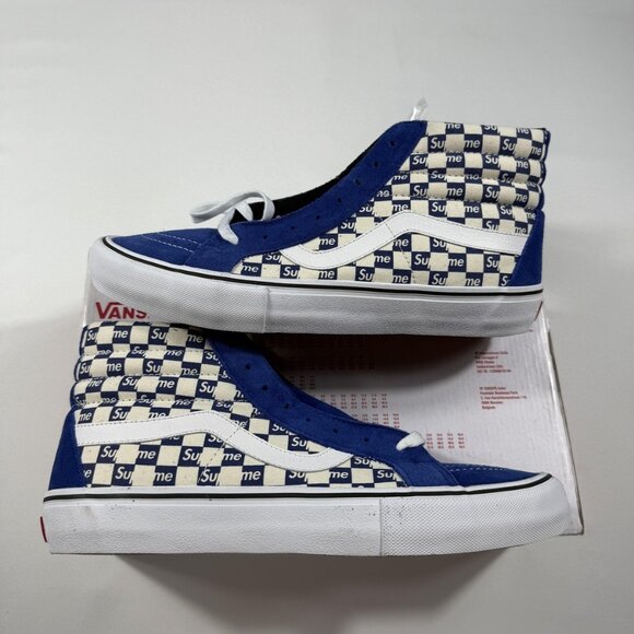 New Vans Supreme Checkers Sk8-Hi Reissue Pro Shoes Mens Size 11.5 Blue White main image 8